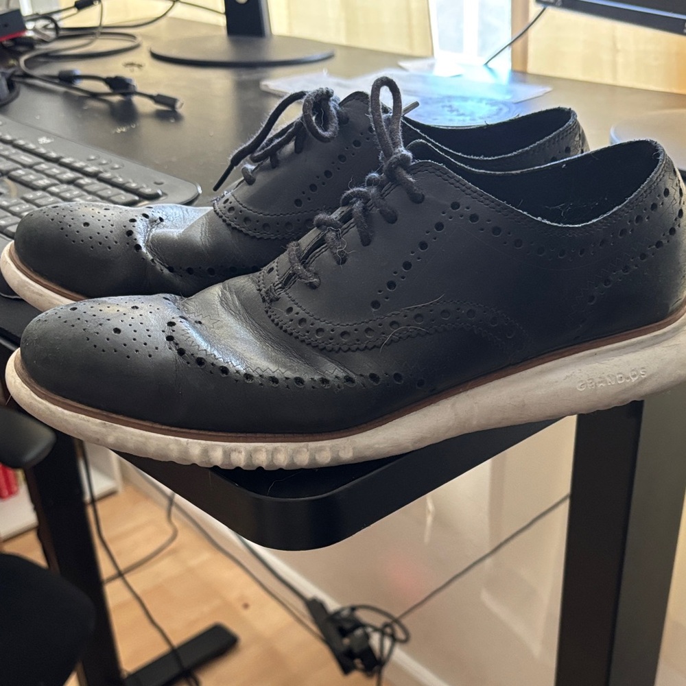 Cole Haan Black Leather Wingtip Derbys